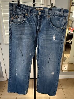 Men's Blue Bootcut Jeans with Distressed Detail - MER